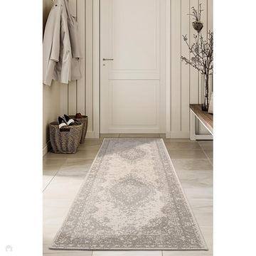 County Medallion Silver In-Outdoor Flatweave Runner-Melrose-Rug Love - The Most Loved Rug Store
